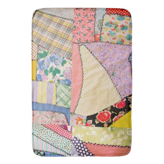 Gekke patchwork quilt met zigzag stiksels badmat (Voorkant Verticaal)