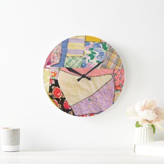 Gekke patchwork quilt met zigzag stiksels grote klok (Huis)