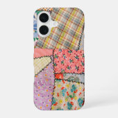 Gekke patchwork quilt met zigzag stiksels iPhone 16 hoesje (Achterkant)