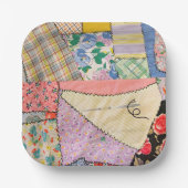 Gekke patchwork quilt met zigzag stiksels papieren bordje (Voorkant)