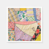 Gekke patchwork quilt met zigzag stiksels servet (Voorkant)