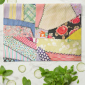 Gekke patchwork quilt met zigzag stiksels theedoek (Gevouwen)