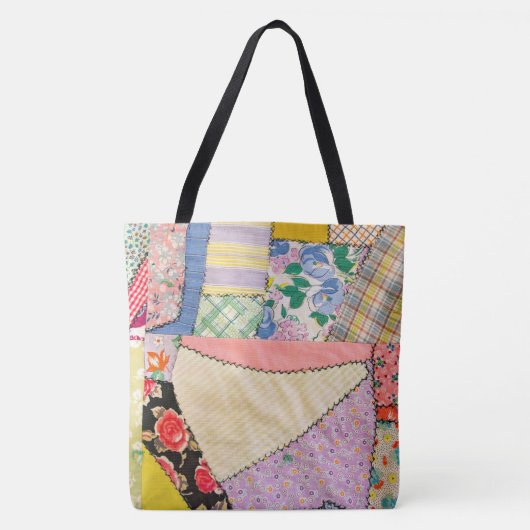 Gekke patchwork quilt met zigzag stiksels tote bag (Voorkant)