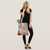 Gekke patchwork quilt met zigzag stiksels tote bag (Op model)