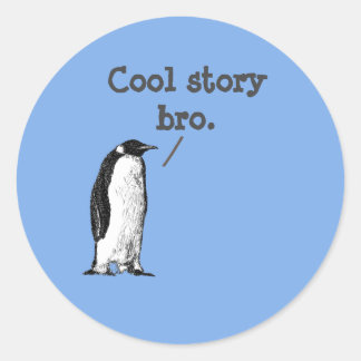 gekke Penguin, "Cool verhaalbro" Ronde Sticker