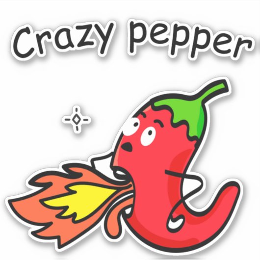 Gekke Peper Grappige Rode Chili Hete Groenten Sticker (Voorkant)