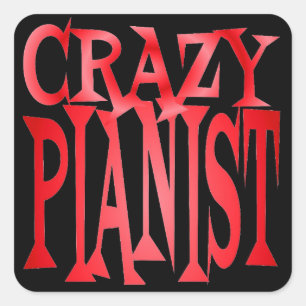 Gekke pianist in het rood vierkante sticker