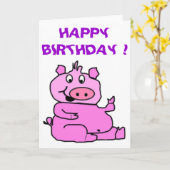 gekke PIGGIE "HAPPY BIRTHDAY" Kaart (Gele Bloem)