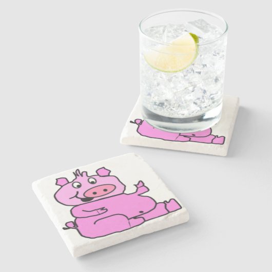 GEKKE PIGGIE STENEN ONDERZETTER (Zijkant)