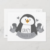 gekke pinguïn dame banner briefkaart (Voorkant / Achterkant)