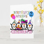 Gekke Pinguïns 2e Verjaardag T-shirts en geschenke Kaart (Gele Bloem)