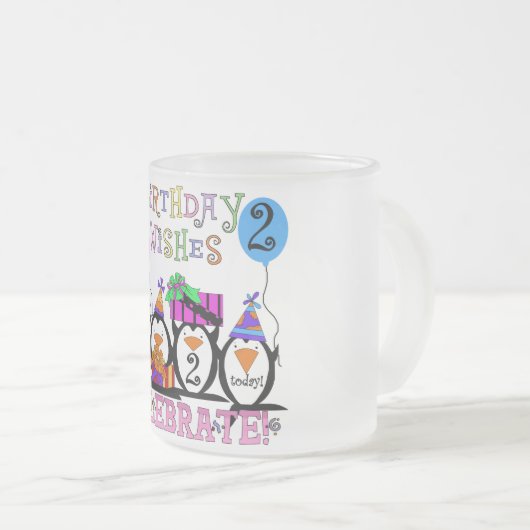 Gekke Pinguïns 2e Verjaardag T-shirts en geschenke Matglas Koffiemok (Voorkant rechts)