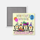 Gekke Pinguïns 3e Verjaardag Tshirts en geschenken Magneet (Voorkant / Achterkant)