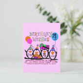 Gekke Pinguïns 4e Verjaardag T-shirts en geschenke Briefkaart (Staand voorkant)