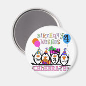 Gekke Pinguïns 4e Verjaardag T-shirts en geschenke Magneet (Voorkant / Achterkant)