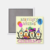 Gekke Pinguïns 4e Verjaardag T-shirts en geschenke Magneet (Voorkant / Achterkant)