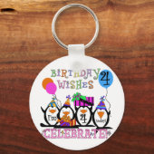 Gekke Pinguïns 4e Verjaardag T-shirts en geschenke Sleutelhanger (Voorkant)
