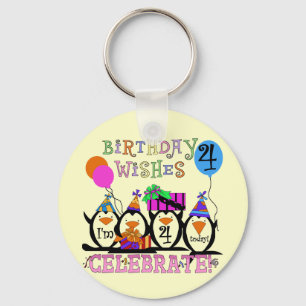Gekke Pinguïns 4e Verjaardag T-shirts en geschenke Sleutelhanger