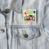 Gekke Pinguïns 4e Verjaardag T-shirts en geschenke Vierkante Button 5,1 Cm (In situ)