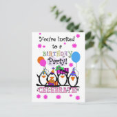 Gekke Pinguïns Verjaardagskaarten en Uitnodigingen (Staand voorkant)