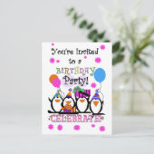 Gekke Pinguïns Verjaardagskaarten en Uitnodigingen (Staand voorkant)