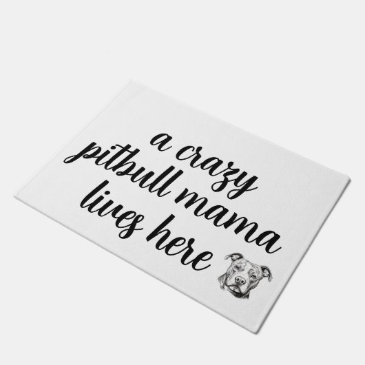 gekke pitbull mama welkomstmat  deurmat (Schuin)