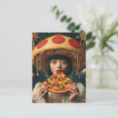 Gekke Pizza Vrouw Met Pepperoni Paddestoel Pet Briefkaart (Staand voorkant)
