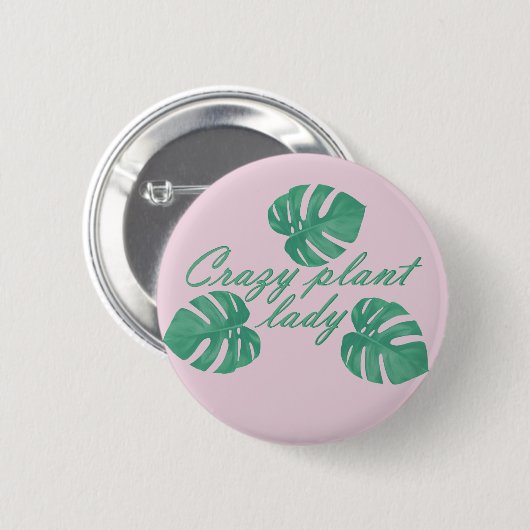 Gekke plant dame monstera knop ronde button 5,7 cm (Voorkant /achterkant)