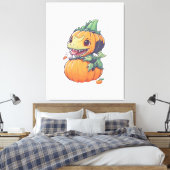 gekke pompoen die probeert eng te eten canvas afdruk (Insitu (Slaapkamer))
