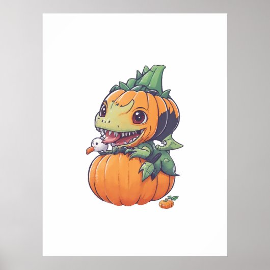 gekke pompoen die probeert eng te eten poster (Voorkant)