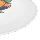 gekke pompoen die probeert eng te eten snijplank (Hoek)