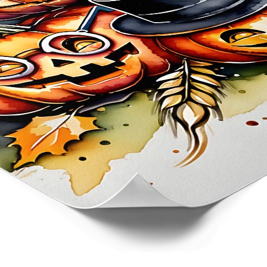 Gekke pompoengezichten poster (Hoek)