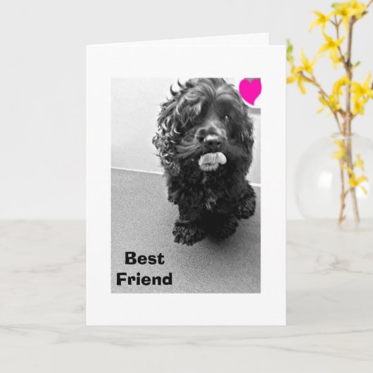 GEKKE PRATENDE PUP VOOR JE BESTE VRIEND KAART (Gele Bloem)