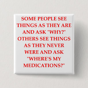 gekke psychiater grap vierkante button 5,1 cm