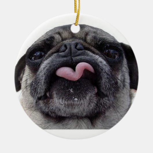 GEKKE PUG CHRISTMAS ORNAMENT (Voorkant)