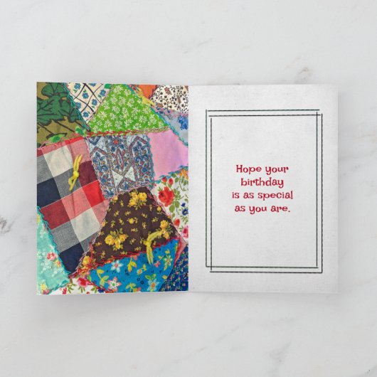 Gekke Quilt en Naald Verjaardag Kaart (Binnen)