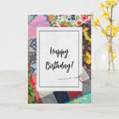 Gekke Quilt en Naald Verjaardag Kaart (Gele Bloem)