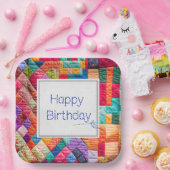 Gekke Quilt en Naald voor Verjaardag Papieren Bordje (Feest)