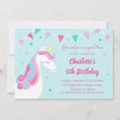 Gekke Regenboog Eenhoorn Aqua 5e Verjaardag Kaart (Voorkant)
