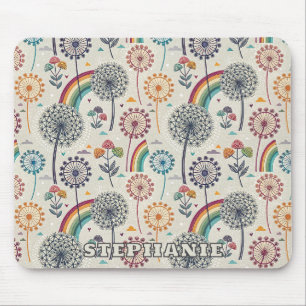 Gekke regenboog en botanische paardenbloemen muismat
