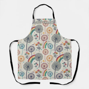 Gekke regenboog en botanische paardenbloemen schort