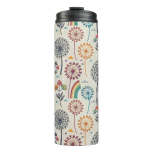 Gekke regenboog en botanische paardenbloemen thermosbeker