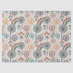 Gekke regenboog en botanische paardenbloemen tissuepapier
