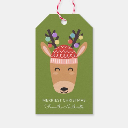 Gekke rendierfeestdag Gift Labels Cadeaulabel (Voorkant)