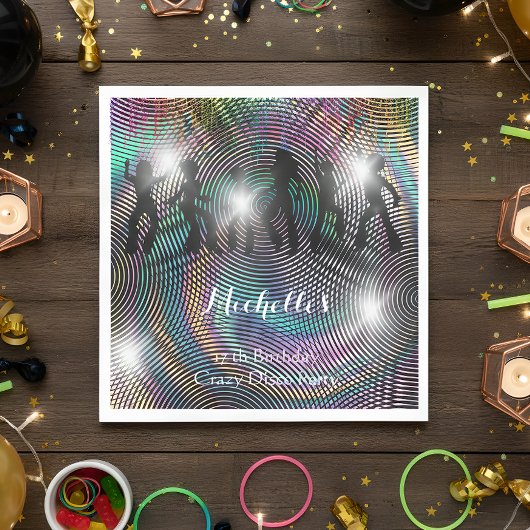 Gekke retro psychedelische disco verjaardag servet