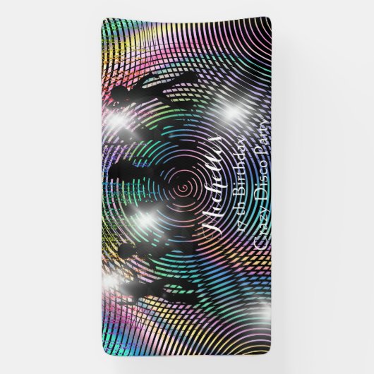 Gekke retro psychedelische disco verjaardag spandoek (Verticaal)
