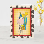 Gekke rijmende verjaardag Koe Western Kaart (Gele Bloem)