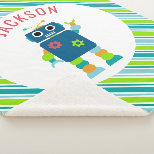 Gekke Robot Kinder - Speciaal gestripte Schattig Sherpa Deken (3/4)