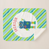 Gekke Robot Kinder - Speciaal gestripte Schattig Sherpa Deken (Voorkant (horizontaal))