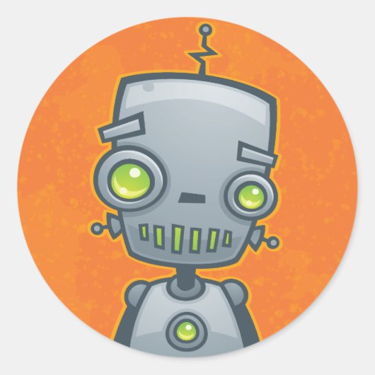 Gekke robot ronde sticker (Voorkant)